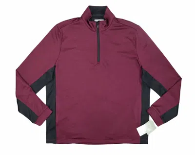 Pga Tour Men's Golf Thermal Stretch 1/4 Zip Pullover Jacket In Fig Red In Pink