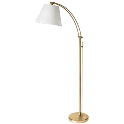 Dainolite 1lt Incan Adjustable Floor Lamp, Agb, Wh Shade In Gold
