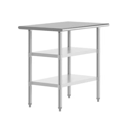 Flash Furniture 24x36 Portable Prep And Work Table With Top Shelf And 2 Adjustable Undershelves In Silver