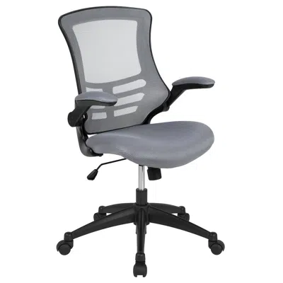 Flash Furniture Mid-back Dark Gray Mesh Swivel Ergonomic Task Office Chair With Flip-up Arms In Gray