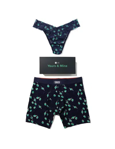 Hanky Panky Signature Lace® Original Rise Thong And Saxx Super Soft Vibe Boxer Brief Olive You In Animal Print