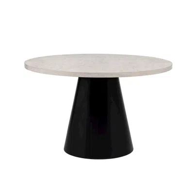 Best Master Furniture Timaro Transitional Round Dining Table With Pedestal Base, Beige/black In Black