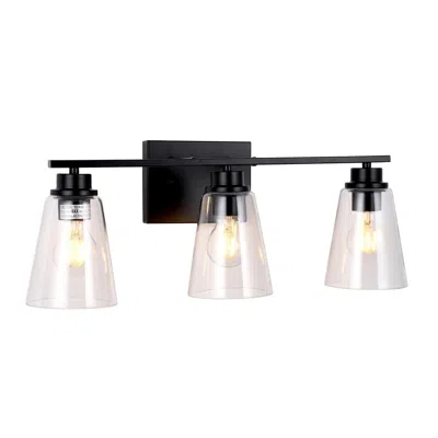 Chloelighting Erian Transitional 3 Light Matt Black Vanity Bath Light 22" Wide In Black