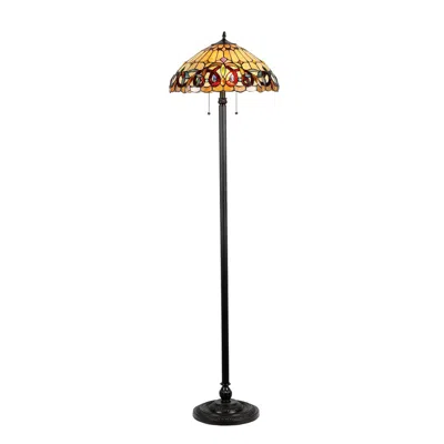 Chloelighting Serenity Tiffany-style 2 Light Victorian Floor Lamp 18" Shade In Multi