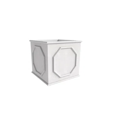 Leisuremod Sprout Series Cubic Fiber Stone Planter In White 12.6 Cube In White