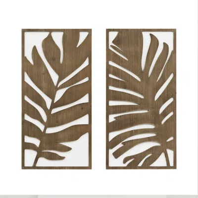 Madison Park Birch Botanical Two-tone 2-piece Wood Panel Wall Decor Set In Brown