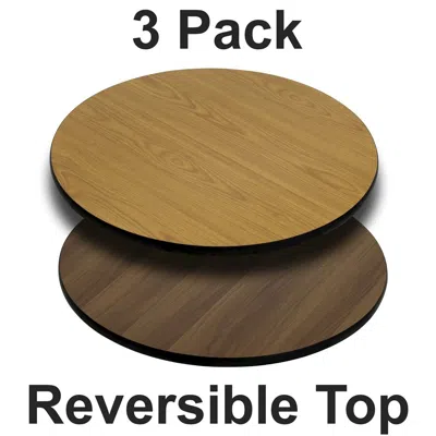 Flash Furniture 3 Pk. 24'' Round Table Top With Natural Or Walnut Reversible Laminate Top In Brown
