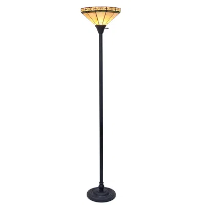 Chloelighting Belle Tiffany-style Mission Blackish Bronze 1 Light Torchiere Lamp 14" Shade