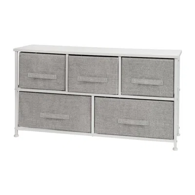 Flash Furniture 5 Drawer Wood Top Whiteframe Vertical Storage Dresser With Light Gray Drawers In Gray