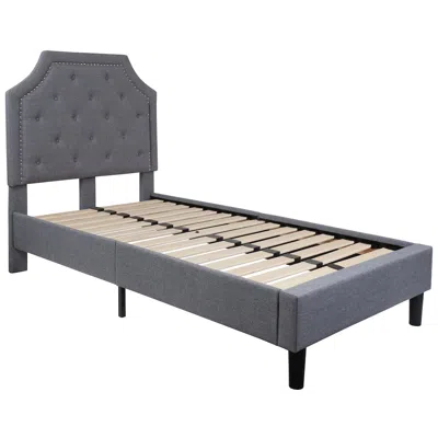 Flash Furniture Twin Size Tufted Upholstered Platform Bed In Light Gray Fabric In Gray