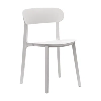 Flash Furniture Dover Stacking Patio Chair With Curved Backrest In White In White