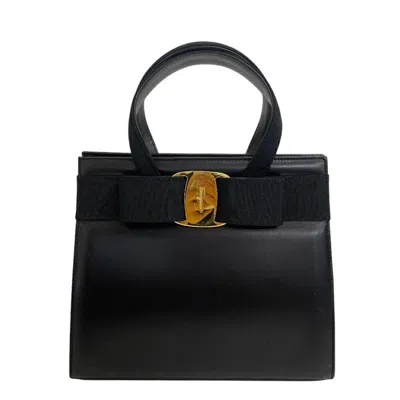 Pre-owned Ferragamo Leather Handbag Tote Bag () In Black