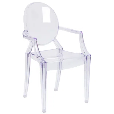 Flash Furniture Ghost Chair With Arms In Transparent Crystal In Transparent