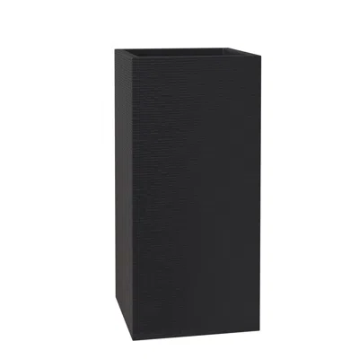 Leisuremod Basalt Series Poly Stone Planter 11" Square 23.6" High In Black In Black