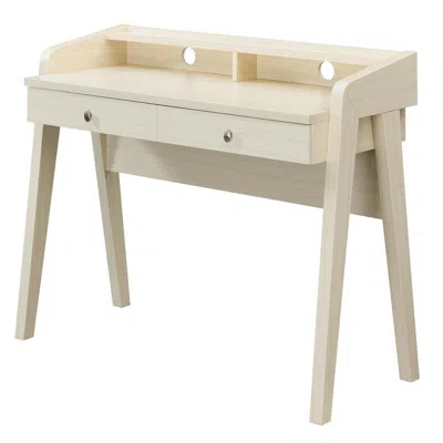 Convenience Concepts Newport Deluxe 2 Drawer Desk With Shelf, Ivory Finish