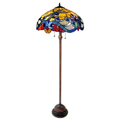 Chloelighting 2 Light Tiffany-style Dragonfly Floor Lamp 18" Shade