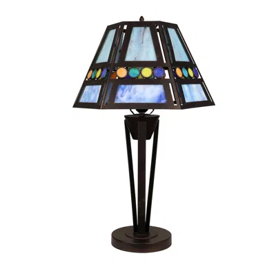 Chloelighting Retro-style Stained Glass 1-light Table Lamp 14" Shade