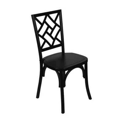 Flash Furniture Brooklyn Black Solid Wood Stackable Dining Chair With Intricate Back Detail In Black