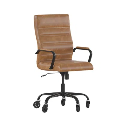 Flash Furniture High Back Brown Executive Swivel Office Chair With Black Frame, Arms, In Brown