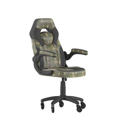 Flash Furniture X10 Gaming Chair Racing Computer Chair, Camouflage/black Leathersoft In Green