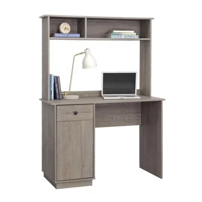 Sauder Sundar Computer Desk With Hutch, Mystic Oak Finish In Brown