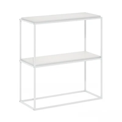 Furinno Moretti Modern Lifestyle Wide Stackable Shelf, 2-tier, Solid White/white In White
