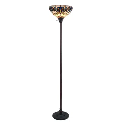 Chloelighting Serenity Victorian Tiffany-style Dark Bronze 1 Light Torchiere Lamp 14" Wide