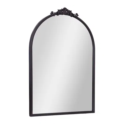 Flash Furniture 35" X 24" Arched Wall Mirror With Baroque Detail - Large Accent Mirror, Black In Black