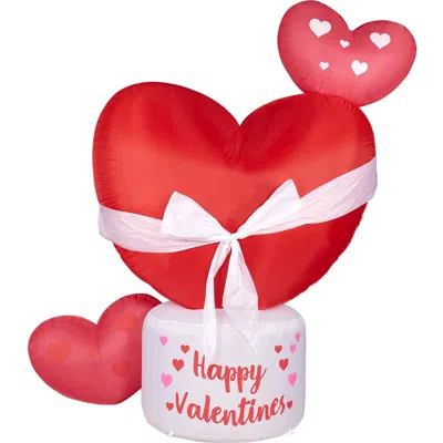 Fraser Farm Hill 8ft Inflatable Hearts With Bows And Lights In Red