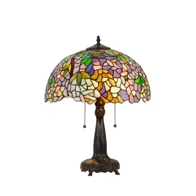 Chloelighting Phoebe Tiffany-style 2 Light Wisteria Table Lamp 16" Shade