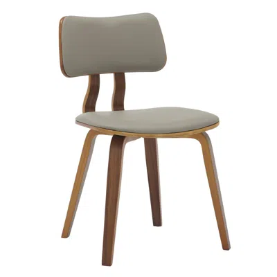 Leisuremod Modern Wooden Dining Chair, Walnut Color Frame In Light Grey In Gray