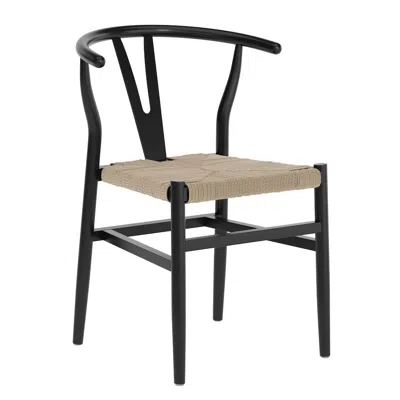 Flash Furniture Wood And Kraft Paper Stackable Dining Chair With Black/natural Finish In Black