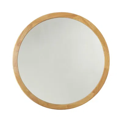 Chloelighting Reflection Maple Finish Round Framed Wall Mirror 24" Height