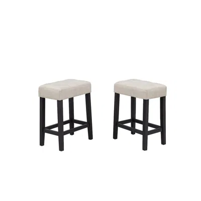 Best Master Furniture Caden Upholstered Counter Height Stools, Beige/black Charcoal In Multi