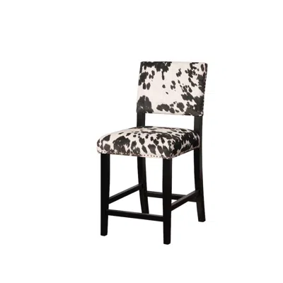 Linon Corey Black Cow Print Counter Stool In Multi