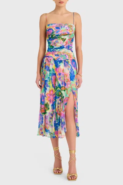 Amanda Uprichard Lumiere Midi Dress In Fleetwood Print In Multi