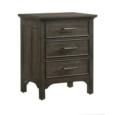Intercon Nightstand, 3 Drawer In Brushed Charcoal