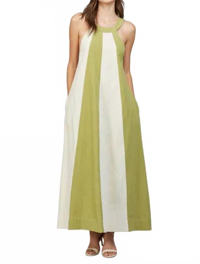 Fate Linen Blend Colorblock A-line Halter Dress In Sage In Green