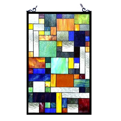 Chloelighting Avant-garde Tiffany-glass Rectangle Window Panel 20x32