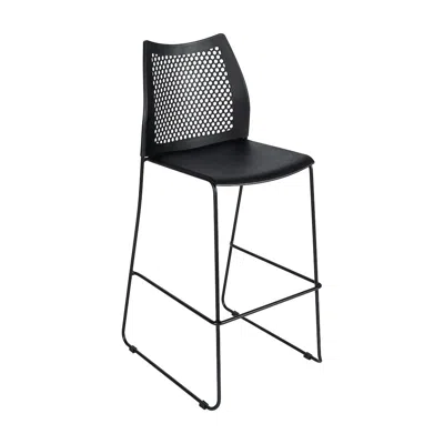 Flash Furniture Hercules Stack Bar Stool With Air-vent Back And Powder Coated Sled Base In Black