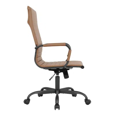 Leisuremod Leather Home High-back Office Chair In Light Brown With Black Frame In Brown