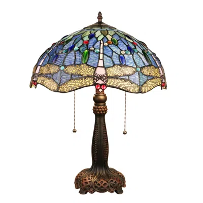 Chloelighting Sunniva Dragonfly-style Dark Bronze 2 Light Table Lamp 16" Wide