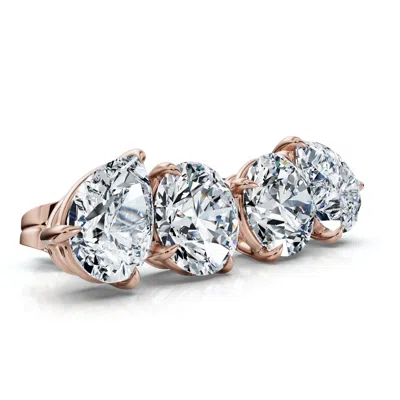 Pompeii3 1 1/3ct Pear And Round Toi Et Moi Diamond Earrings 14k Gold Lab Grown In Metallic