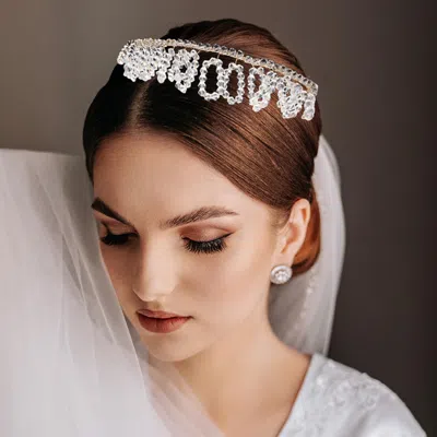 Fashnzfab Bicone Beaded Bun Wrap Headpiece / Necklace In White