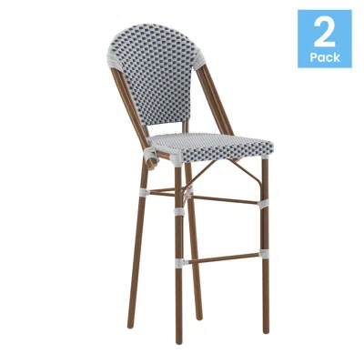 Flash Furniture 2pk White/navy - Paris Stool In Gray
