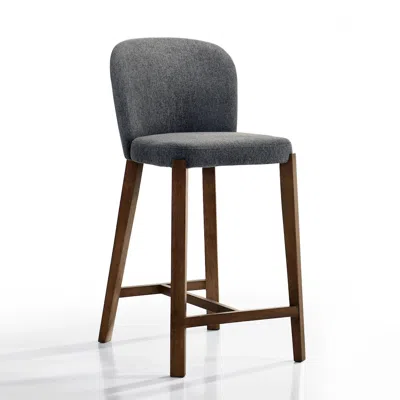 Omax Decor Larsen 26" Solid Wood And Fabric Counter Stool In Gray In Gray