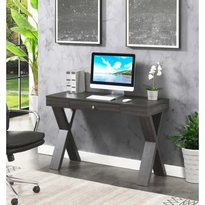 Convenience Concepts Newport 1 Drawer Desk, Weathered Gray