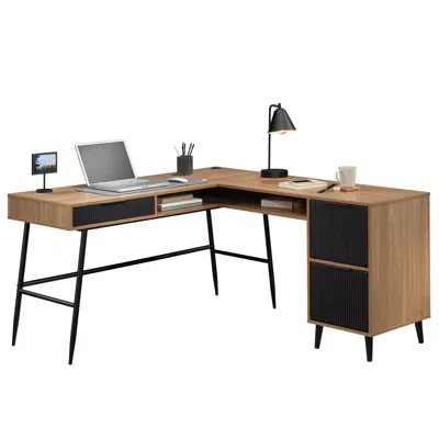 Sauder Ambleside L Desk, Serene Walnut Finish In Brown