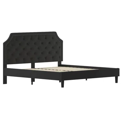 Flash Furniture King Size Tufted Upholstered Platform Bed In Black Fabric In Black