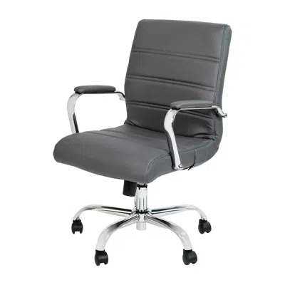 Flash Furniture Mid-back Gray Executive Swivel Office Chair With Chrome Frame And Arms In Gray